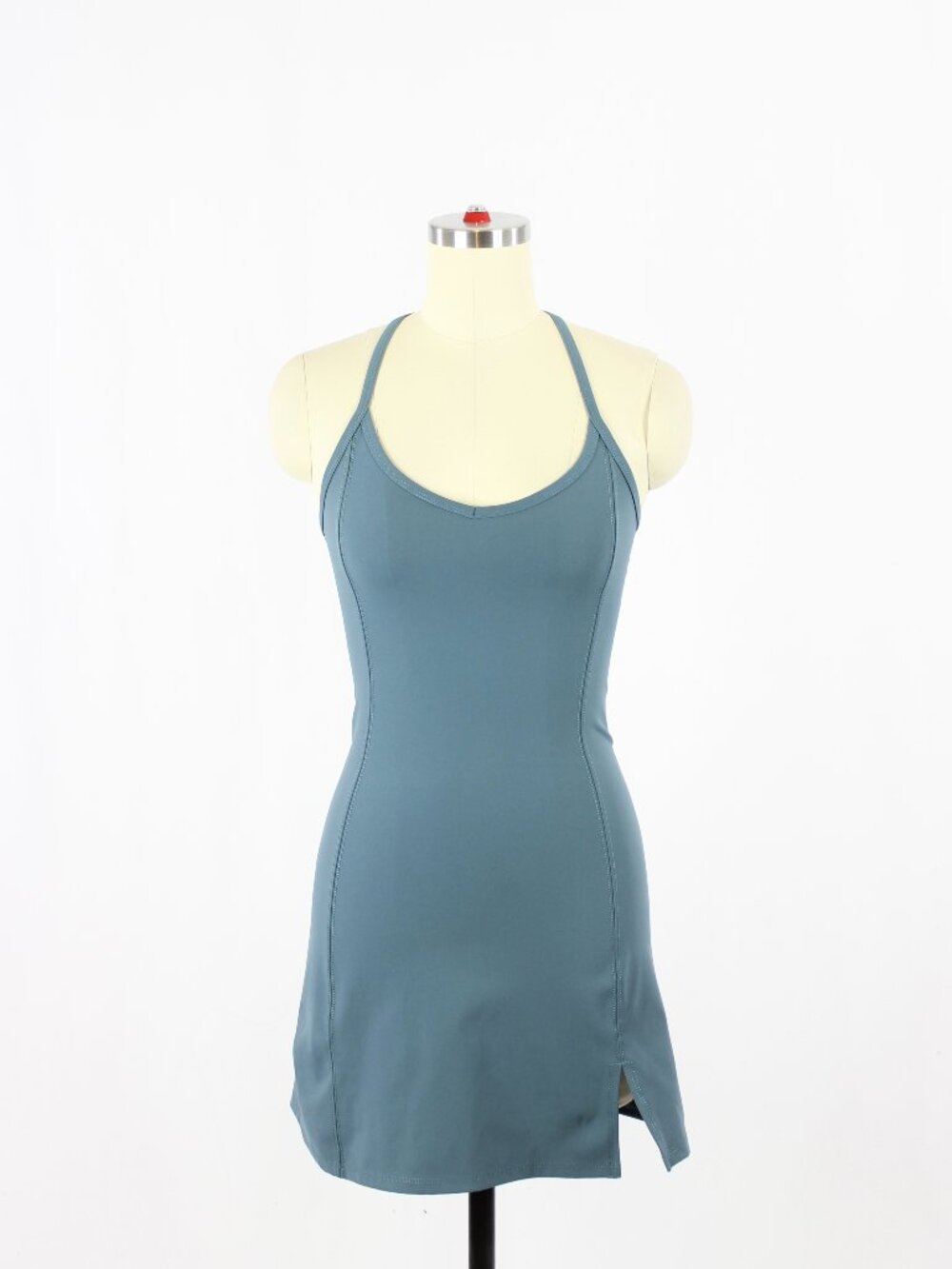 Aritzia TNA TnAction Slick Court Teal Blue Racerback Mini Tennis Dress, Size 2XS